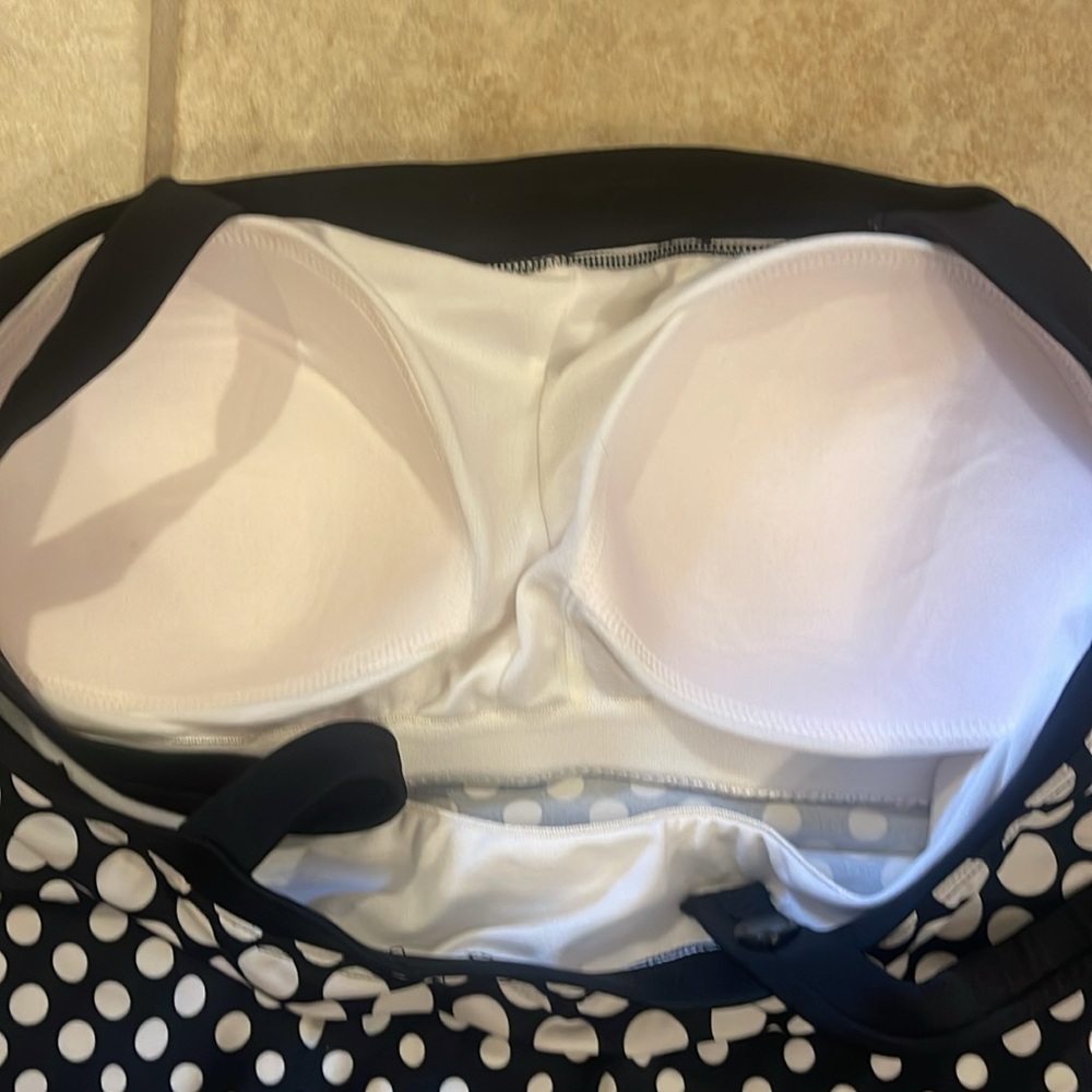 Black and White Polka Dot Tankini Set Maxine of Hollywood Plus Size - Picture 4 of 15